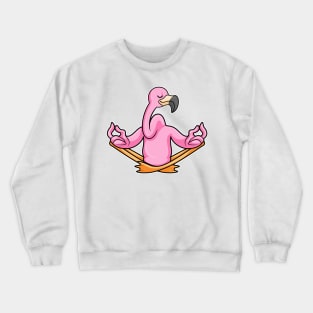 Flamingo at Yoga in Cross-legged Crewneck Sweatshirt